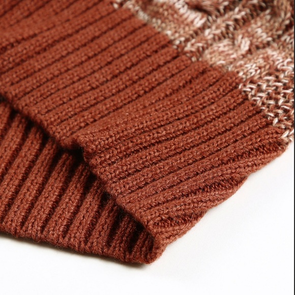 #52 1 Left! Rust Brown Drop Shoulder V Neck Sweater - Picture 8 of 10
